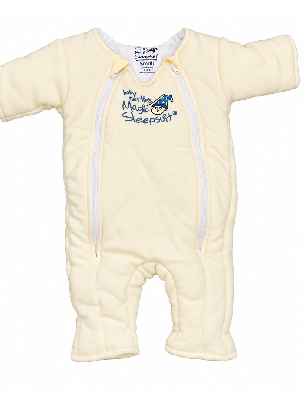 Baby Merlin's Magic Sleepsuit Sm 3-6 Months Micro Fleece Cream Double Zipper